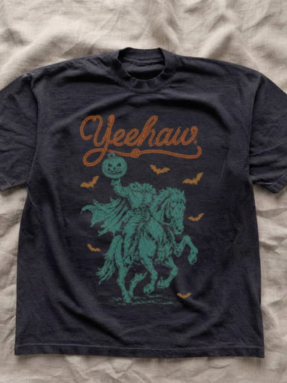 Gildan Yeehaw Headless Horseman Halloween Black T-Shirt